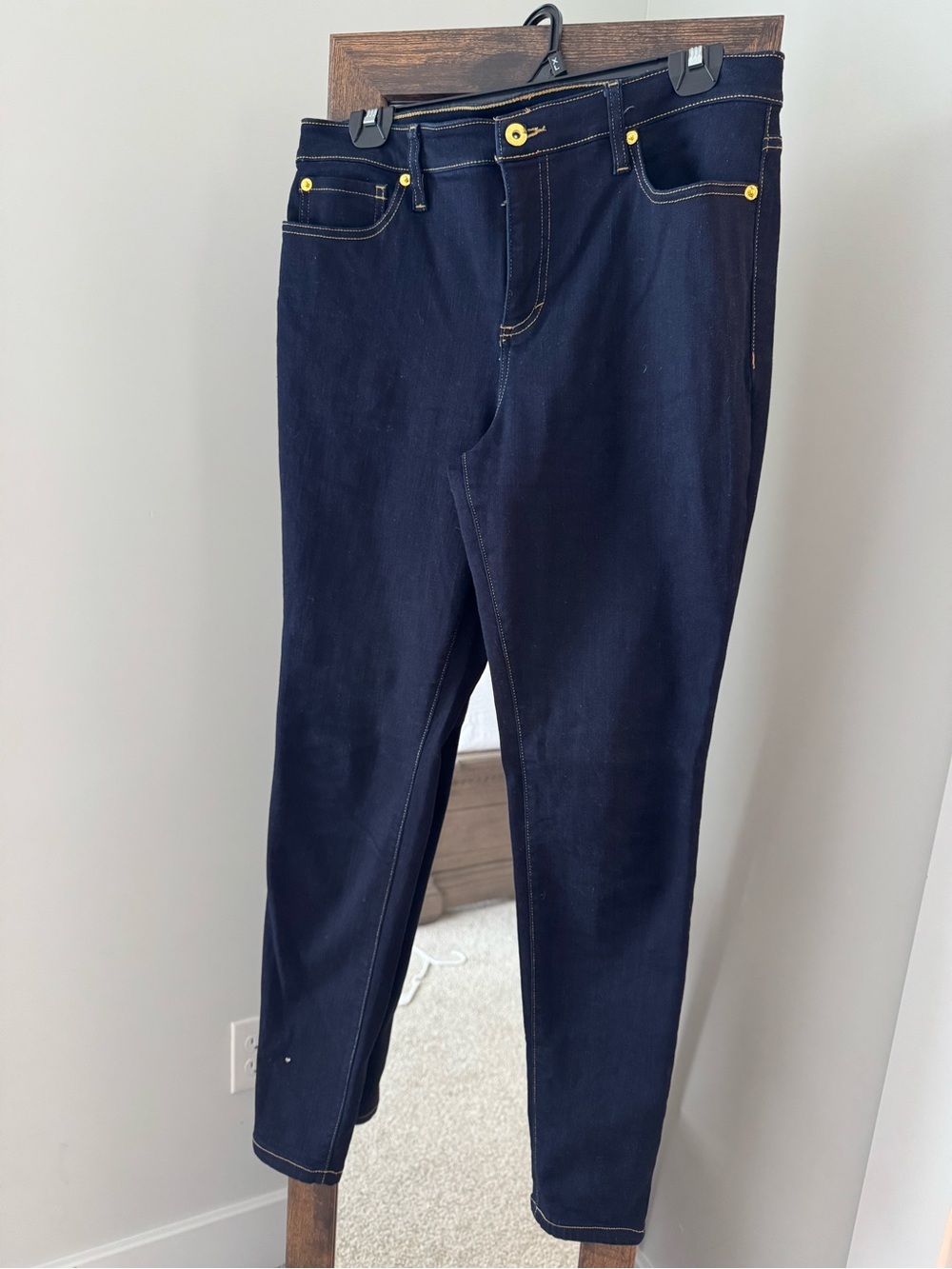 INC International Concepts Navy Skinny Jeans with Gold-Tone Accents